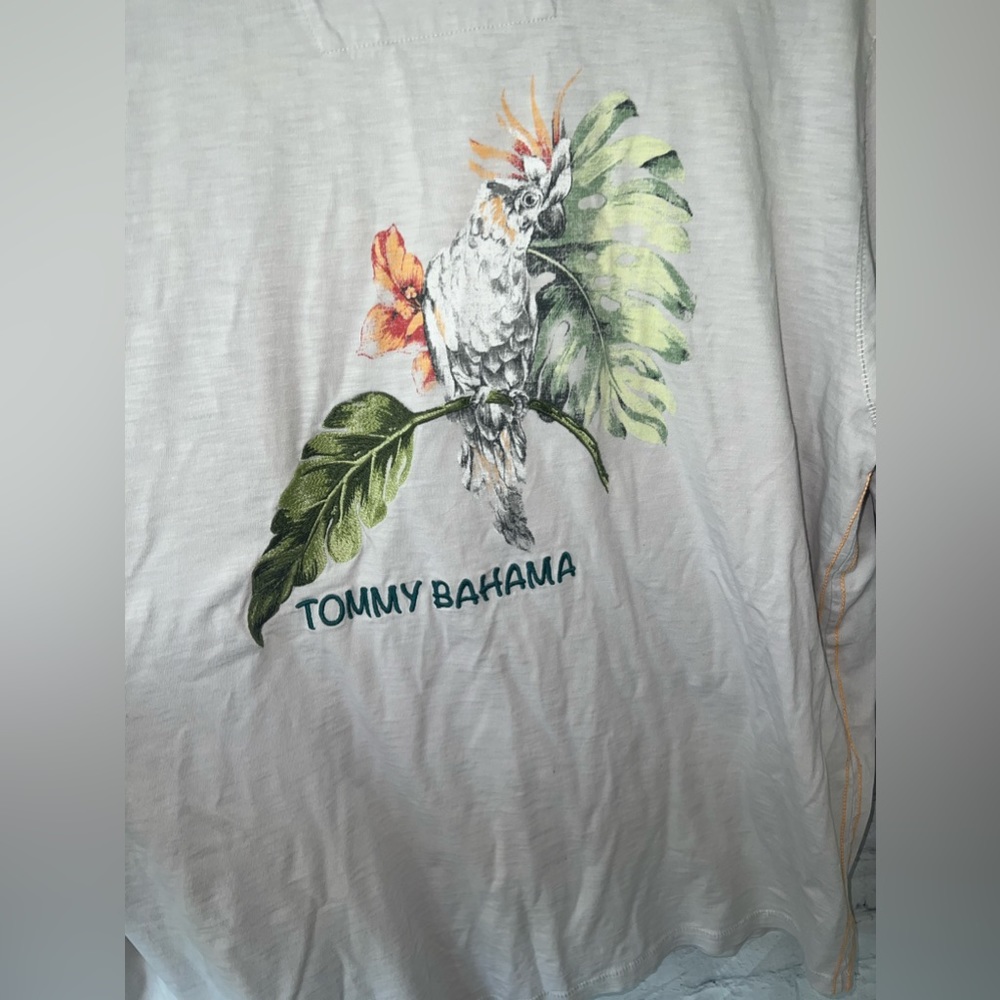 Tommy Bahama Gray & Green Floral long sleeve shirt size M - Picture 8 of 9